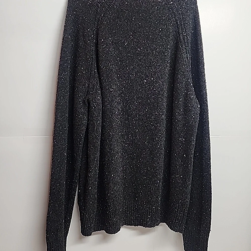 J. Crew Black Charcoal Speckled Crew Neck Warm Unisex XL Wool Blend Sweater NWT
